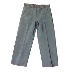 Vintage Y2K FUBU Metallic Silver Pants Cropped Pants Red Stitching Size 9/10 USA